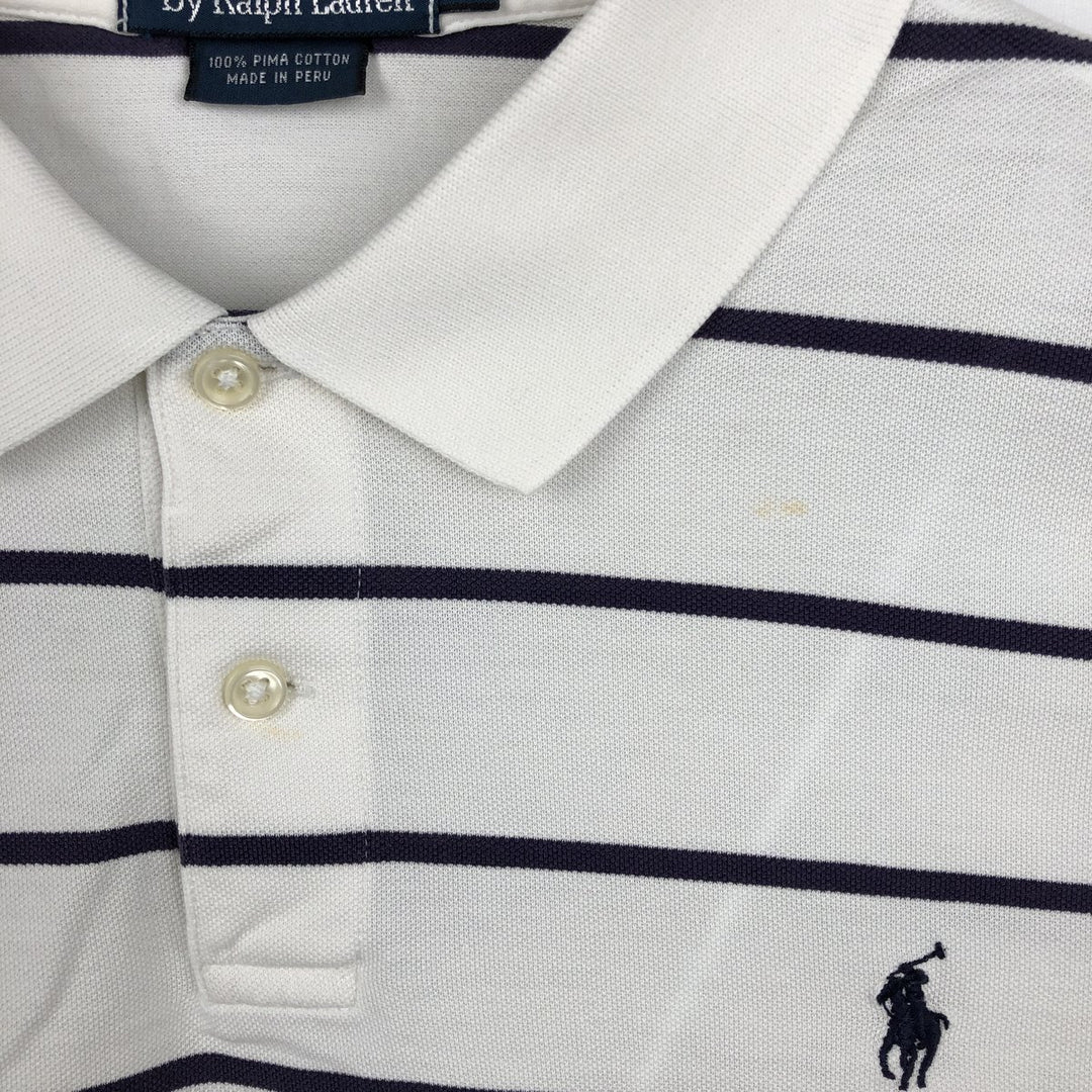 Ralph Lauren POLO by Ralph Lauren short sleeve striped polo shirt, men's size L Pima Cotton white type Vintage Second Hand