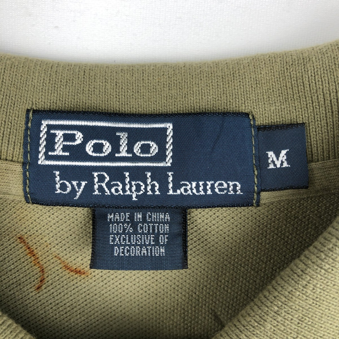 Ralph Lauren POLO by Ralph Lauren short sleeve polo shirt, men's size M cotton Khaki type Vintage Second Hand