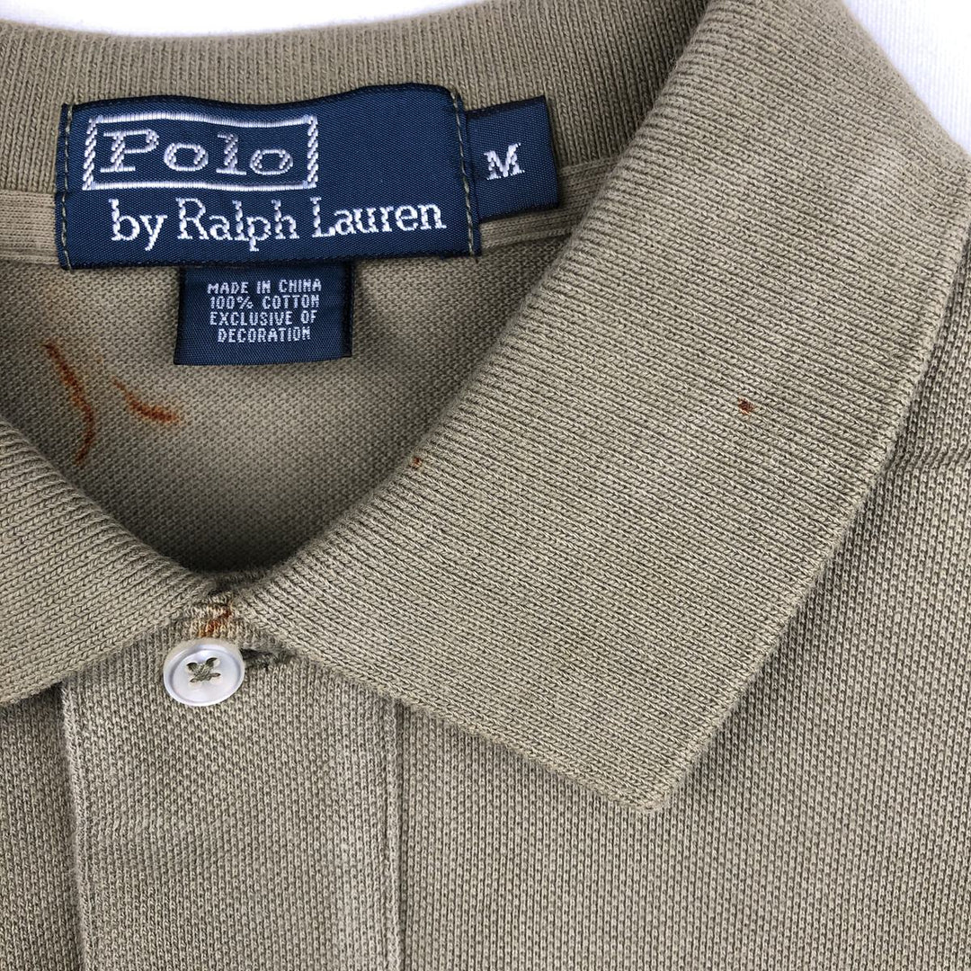 Ralph Lauren POLO by Ralph Lauren short sleeve polo shirt, men's size M cotton Khaki type Vintage Second Hand