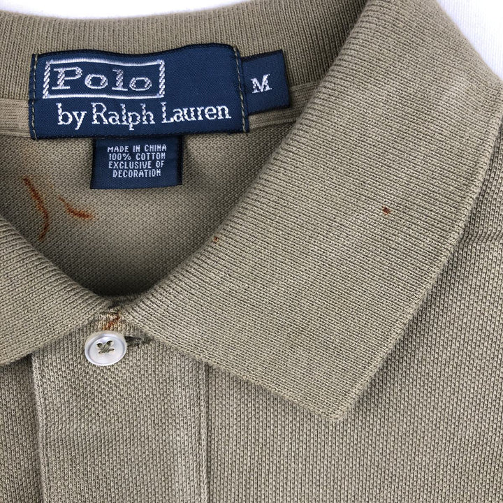 Ralph Lauren POLO by Ralph Lauren short sleeve polo shirt, men's size M cotton Khaki type Vintage Second Hand