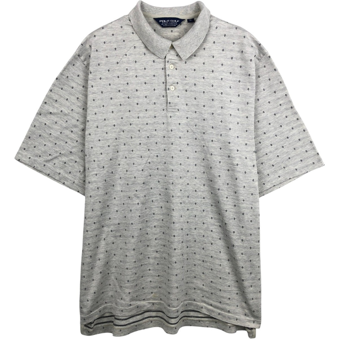 Ralph Lauren POLO GOLF All-over print short-sleeve polo shirt, men's size XL Pima Cotton pale white type Vintage Second Hand