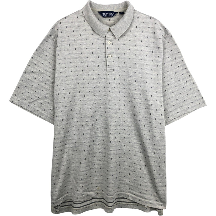 Ralph Lauren POLO GOLF All-over print short-sleeve polo shirt, men's size XL Pima Cotton pale white type Vintage Second Hand