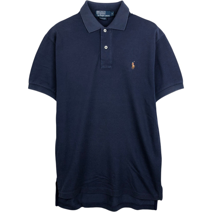 Ralph Lauren POLO by Ralph Lauren short sleeve polo shirt, size S for men Pima Cotton navy blue type Vintage Second Hand