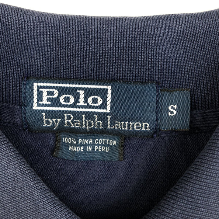 Ralph Lauren POLO by Ralph Lauren short sleeve polo shirt, size S for men Pima Cotton navy blue type Vintage Second Hand