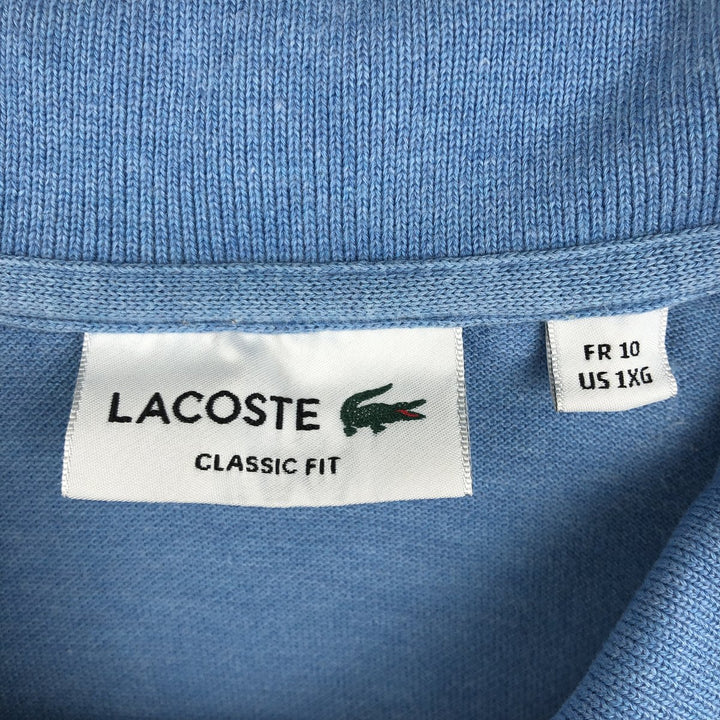 Lacoste Classic Fit short sleeve polo shirt, men's XL size cotton Blue type light blue Vintage Second Hand