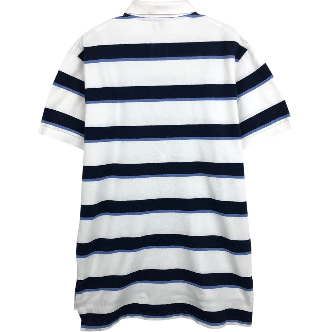 Ralph Lauren POLO by Ralph Lauren Multi-border short sleeve striped polo shirt Men's M size cotton white type Vintage Second Hand