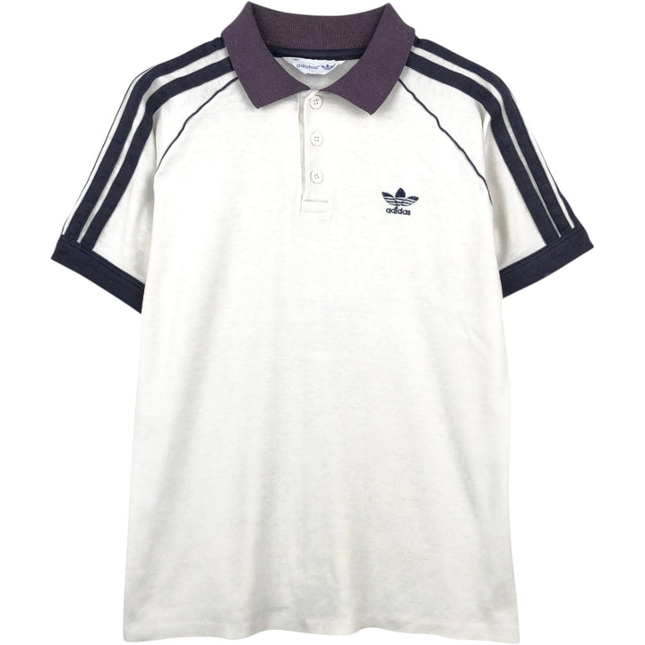 80'S Adidas Trefoil Logo Short-Sleeve Polo Shirt, Men's Size M (Equivalent), Vintage unclear white type Vintage Second Hand