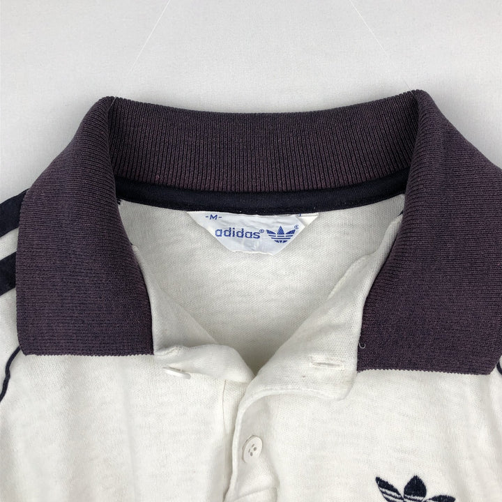 80'S Adidas Trefoil Logo Short-Sleeve Polo Shirt, Men's Size M (Equivalent), Vintage unclear white type Vintage Second Hand