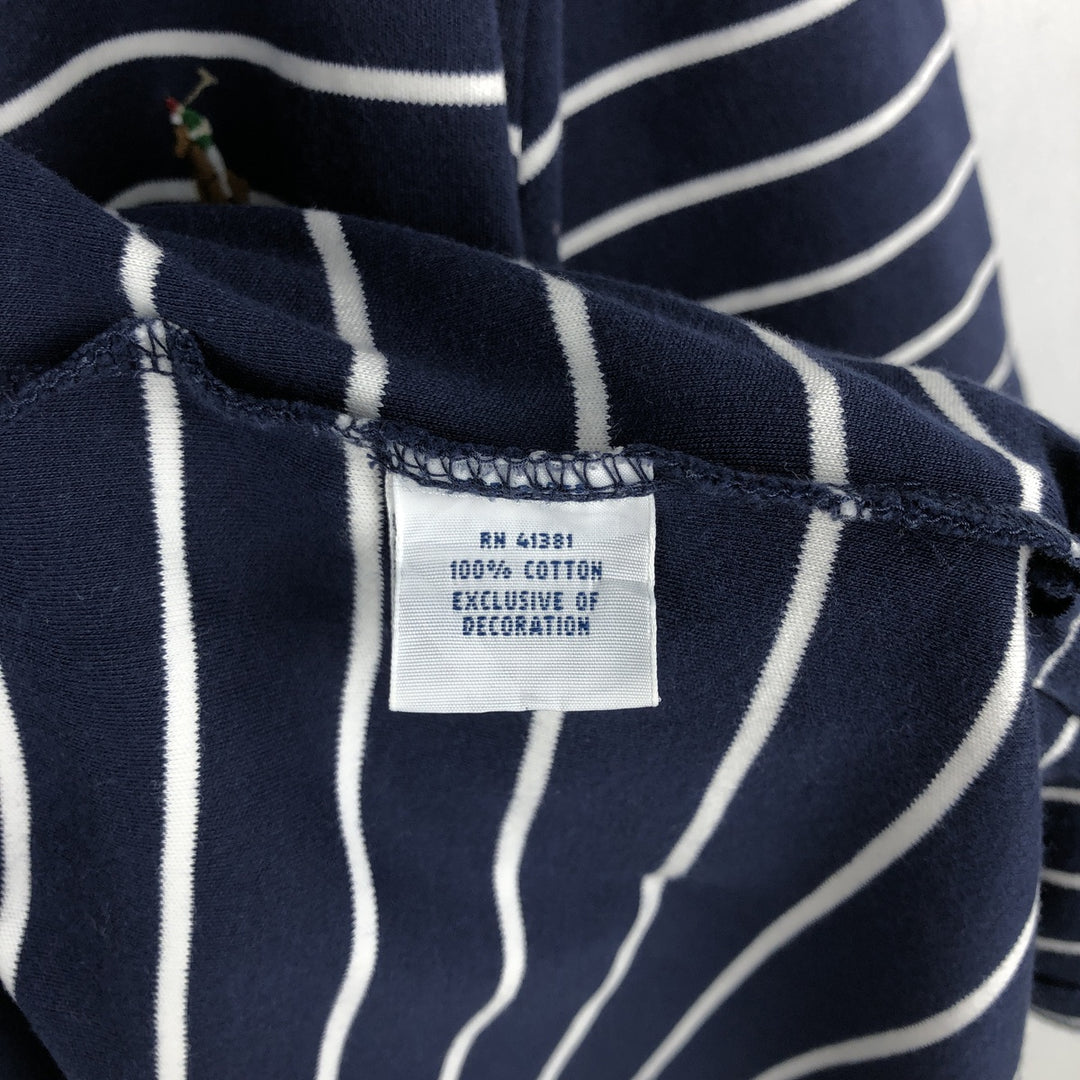 Ralph Lauren POLO RALPH LAUREN Short Sleeve Striped Polo Shirt Men's M cotton navy blue type Vintage Second Hand