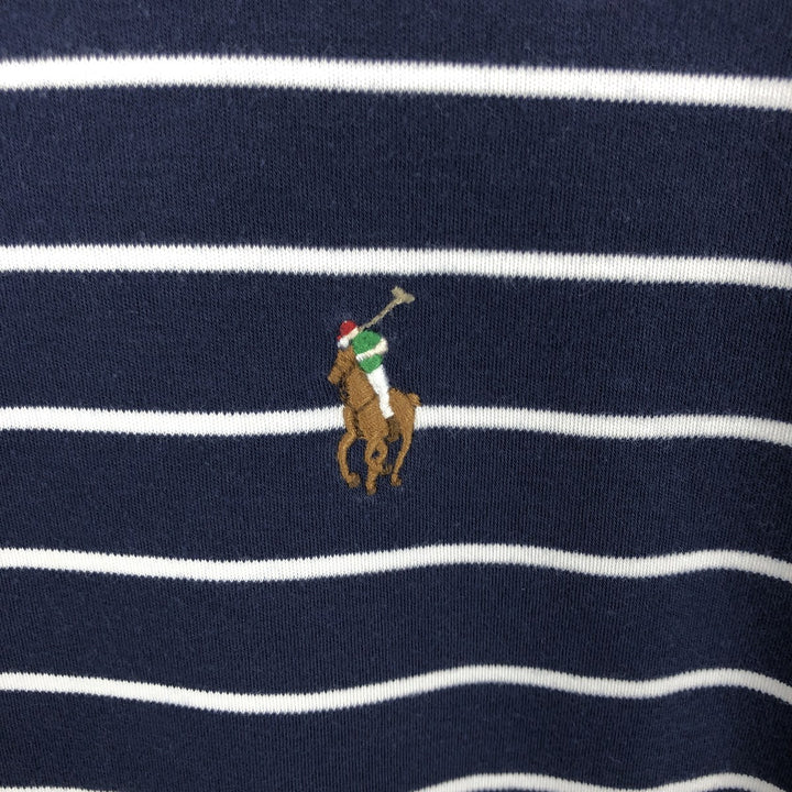 Ralph Lauren POLO RALPH LAUREN Short Sleeve Striped Polo Shirt Men's M cotton navy blue type Vintage Second Hand