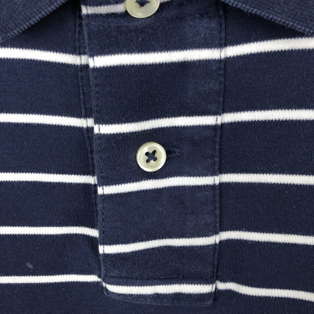 Ralph Lauren POLO RALPH LAUREN Short Sleeve Striped Polo Shirt Men's M cotton navy blue type Vintage Second Hand