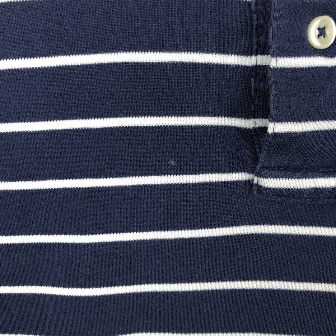 Ralph Lauren POLO RALPH LAUREN Short Sleeve Striped Polo Shirt Men's M cotton navy blue type Vintage Second Hand