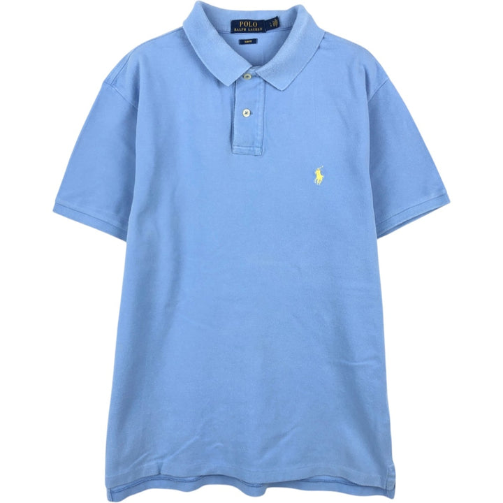 Ralph Lauren POLO RALPH LAUREN SLIM FIT short sleeve polo shirt, men's size L cotton Blue type light blue Vintage Second Hand