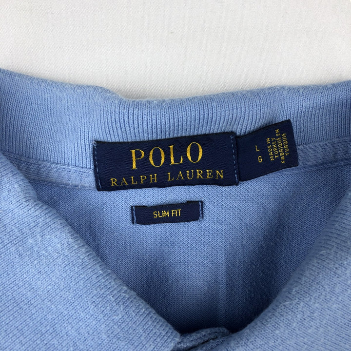 Ralph Lauren POLO RALPH LAUREN SLIM FIT short sleeve polo shirt, men's size L cotton Blue type light blue Vintage Second Hand