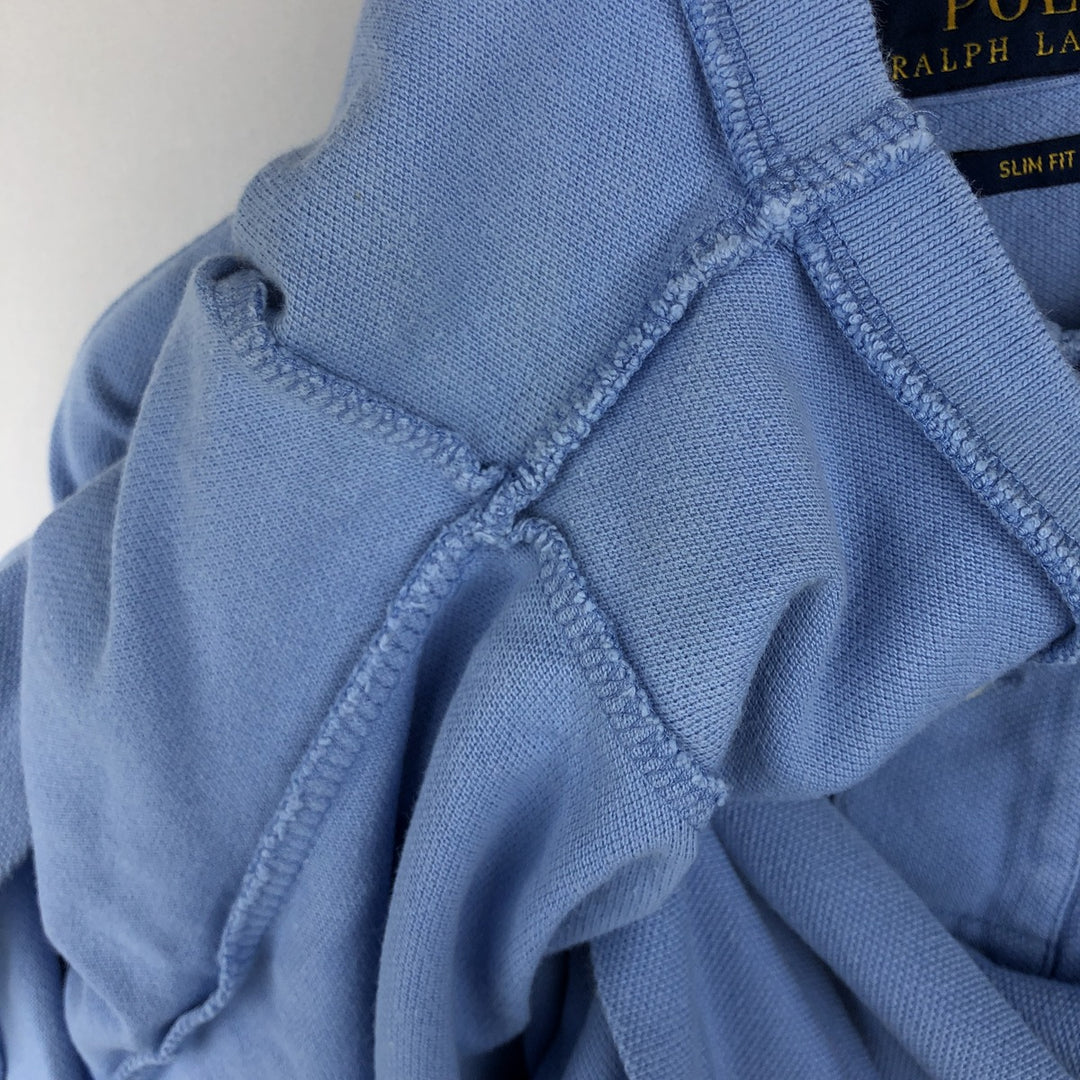 Ralph Lauren POLO RALPH LAUREN SLIM FIT short sleeve polo shirt, men's size L cotton Blue type light blue Vintage Second Hand
