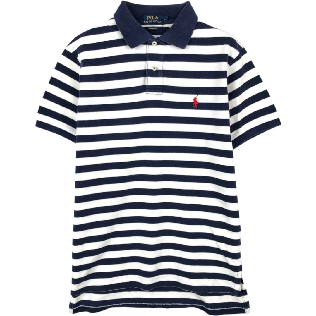 Ralph Lauren POLO RALPH LAUREN CUSTOM FIT short sleeve striped polo shirt men's size M cotton white type Vintage Second Hand