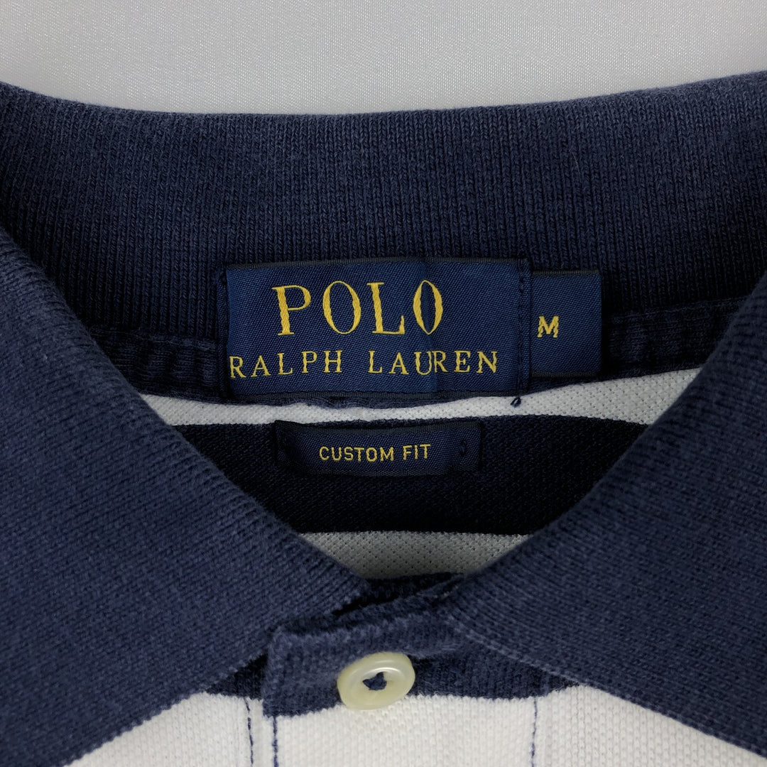 Ralph Lauren POLO RALPH LAUREN CUSTOM FIT short sleeve striped polo shirt men's size M cotton white type Vintage Second Hand
