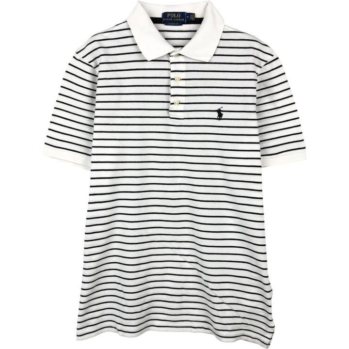Ralph Lauren POLO RALPH LAUREN CLASSIC FIT short sleeve striped polo shirt men's M size cotton white type Vintage Second Hand