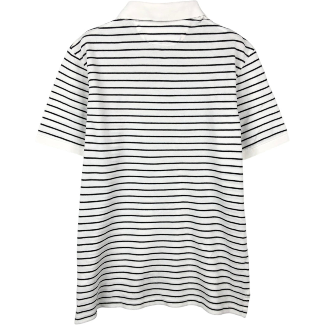 Ralph Lauren POLO RALPH LAUREN CLASSIC FIT short sleeve striped polo shirt men's M size cotton white type Vintage Second Hand