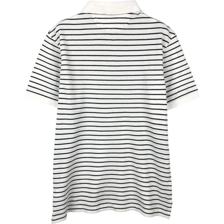 Ralph Lauren POLO RALPH LAUREN CLASSIC FIT short sleeve striped polo shirt men's M size cotton white type Vintage Second Hand