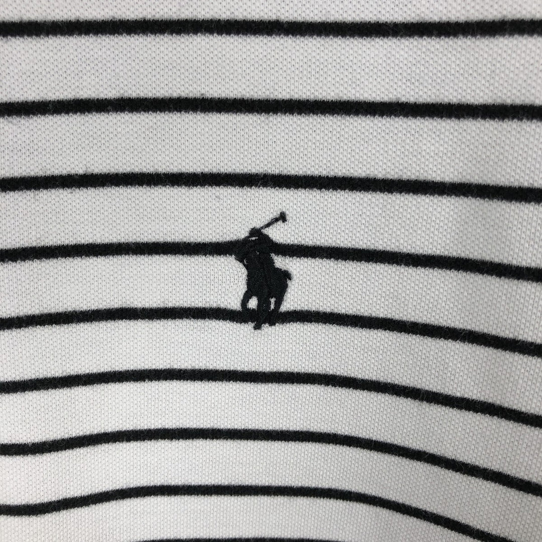 Ralph Lauren POLO RALPH LAUREN CLASSIC FIT short sleeve striped polo shirt men's M size cotton white type Vintage Second Hand