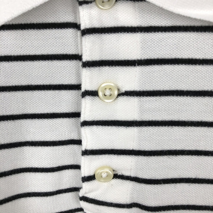 Ralph Lauren POLO RALPH LAUREN CLASSIC FIT short sleeve striped polo shirt men's M size cotton white type Vintage Second Hand