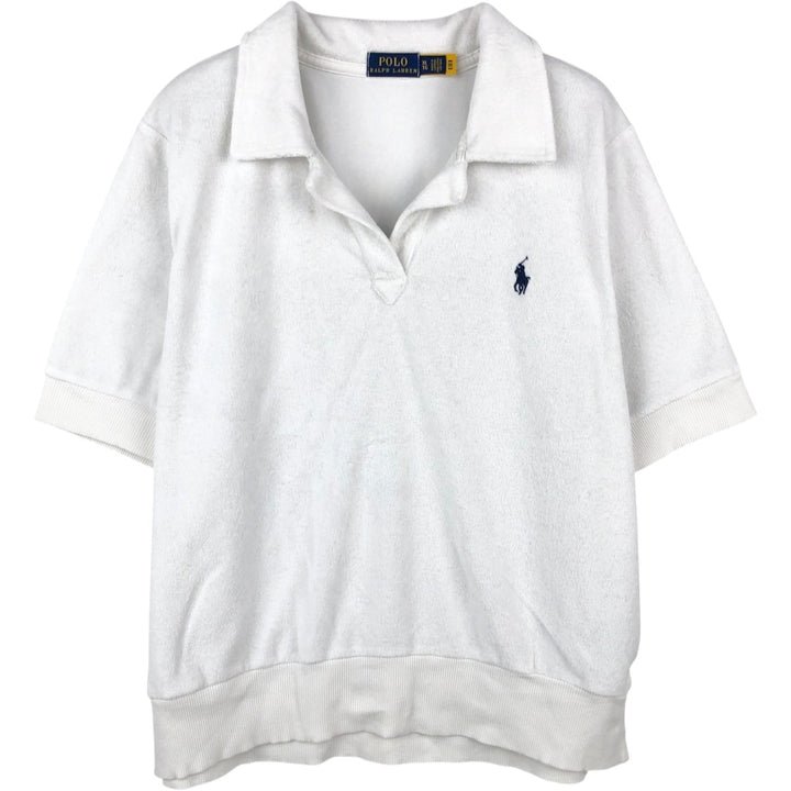 Ralph Lauren POLO RALPH LAUREN terry cloth skipper short-sleeved polo shirt, men's size XL (approx.) cotton white type Vintage Second Hand