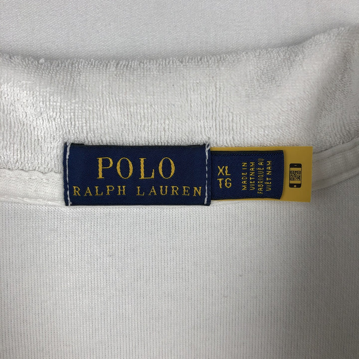 Ralph Lauren POLO RALPH LAUREN terry cloth skipper short-sleeved polo shirt, men's size XL (approx.) cotton white type Vintage Second Hand