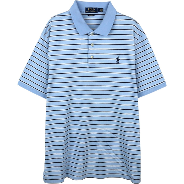 Ralph Lauren POLO RALPH LAUREN CLASSIC FIT Multi-stripe Short-Sleeve Polo Shirt, Men's Size L (approx.) cotton Blue type light blue Vintage Second Hand