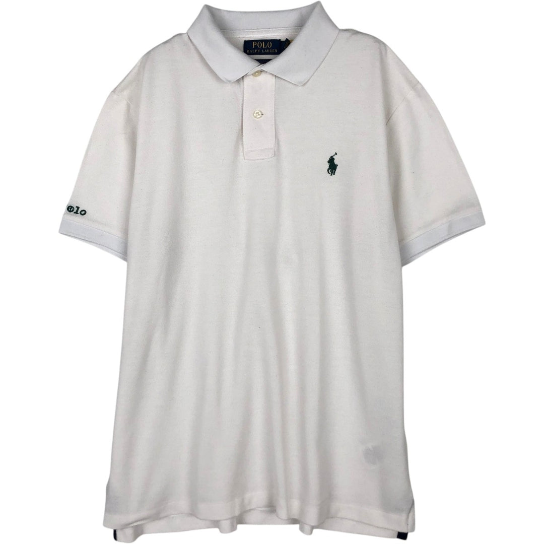 Ralph Lauren POLO RALPH LAUREN Short-Sleeve Polo Shirt, Men's Size L (approx.), THE CHAMPIONSHIPS WIMBLEDON polyester white type Vintage Second Hand