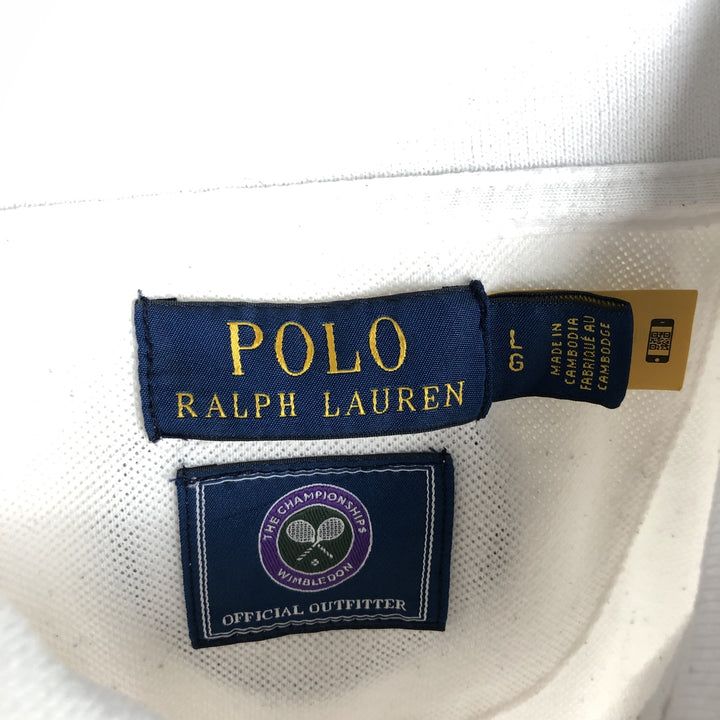 Ralph Lauren POLO RALPH LAUREN Short-Sleeve Polo Shirt, Men's Size L (approx.), THE CHAMPIONSHIPS WIMBLEDON polyester white type Vintage Second Hand