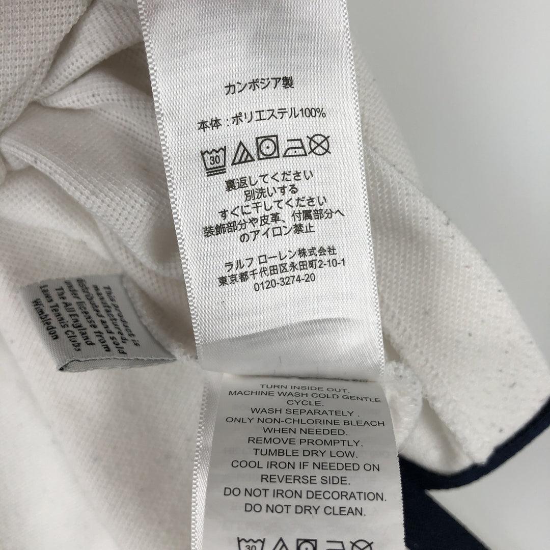 Ralph Lauren POLO RALPH LAUREN Short-Sleeve Polo Shirt, Men's Size L (approx.), THE CHAMPIONSHIPS WIMBLEDON polyester white type Vintage Second Hand