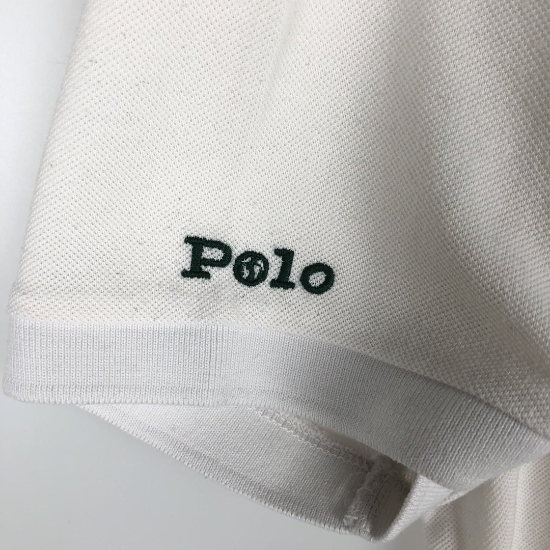 Ralph Lauren POLO RALPH LAUREN Short-Sleeve Polo Shirt, Men's Size L (approx.), THE CHAMPIONSHIPS WIMBLEDON polyester white type Vintage Second Hand