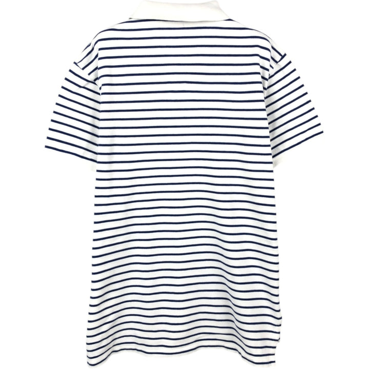 Ralph Lauren POLO RALPH LAUREN CUSTOM FIT Striped Pattern Short-Sleeve Polo Shirt, Men's Size L (approx.) cotton white type Vintage Second Hand