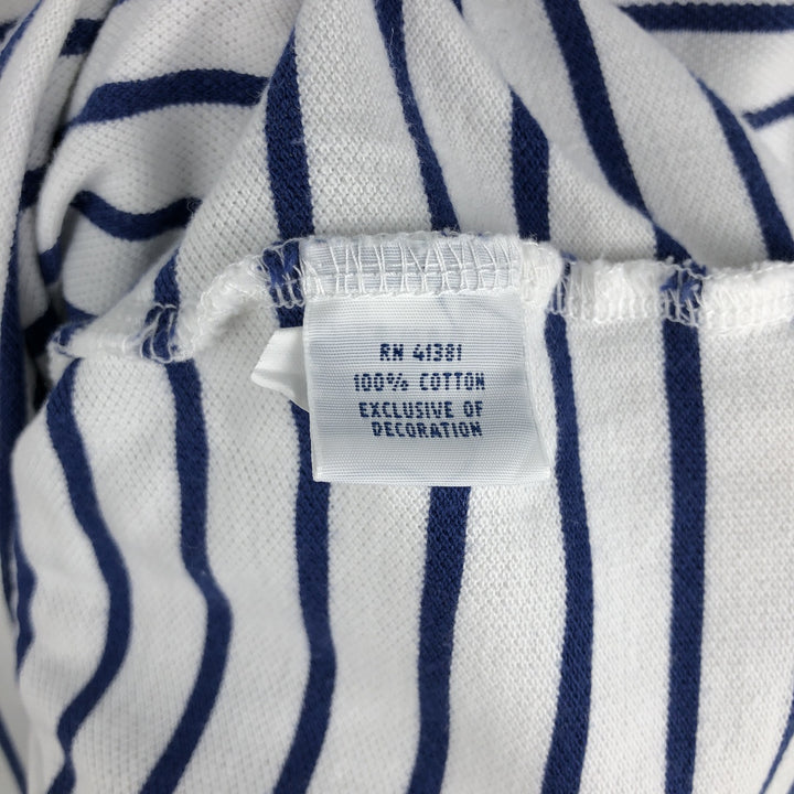 Ralph Lauren POLO RALPH LAUREN CUSTOM FIT Striped Pattern Short-Sleeve Polo Shirt, Men's Size L (approx.) cotton white type Vintage Second Hand