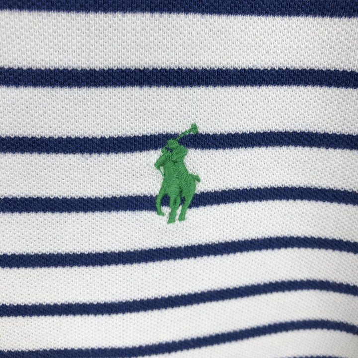 Ralph Lauren POLO RALPH LAUREN CUSTOM FIT Striped Pattern Short-Sleeve Polo Shirt, Men's Size L (approx.) cotton white type Vintage Second Hand