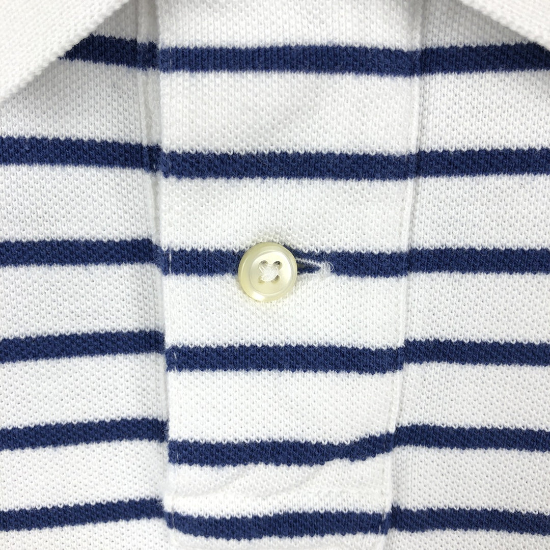 Ralph Lauren POLO RALPH LAUREN CUSTOM FIT Striped Pattern Short-Sleeve Polo Shirt, Men's Size L (approx.) cotton white type Vintage Second Hand