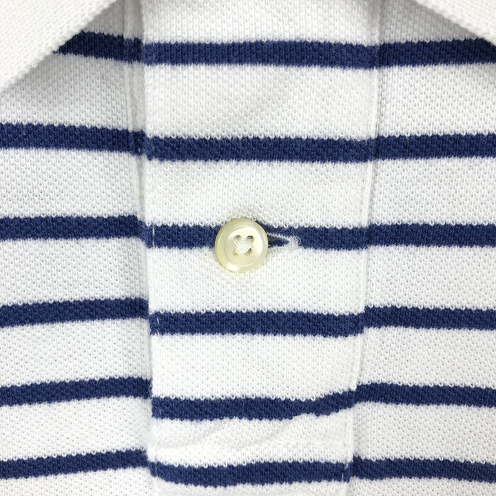 Ralph Lauren POLO RALPH LAUREN CUSTOM FIT Striped Pattern Short-Sleeve Polo Shirt, Men's Size L (approx.) cotton white type Vintage Second Hand