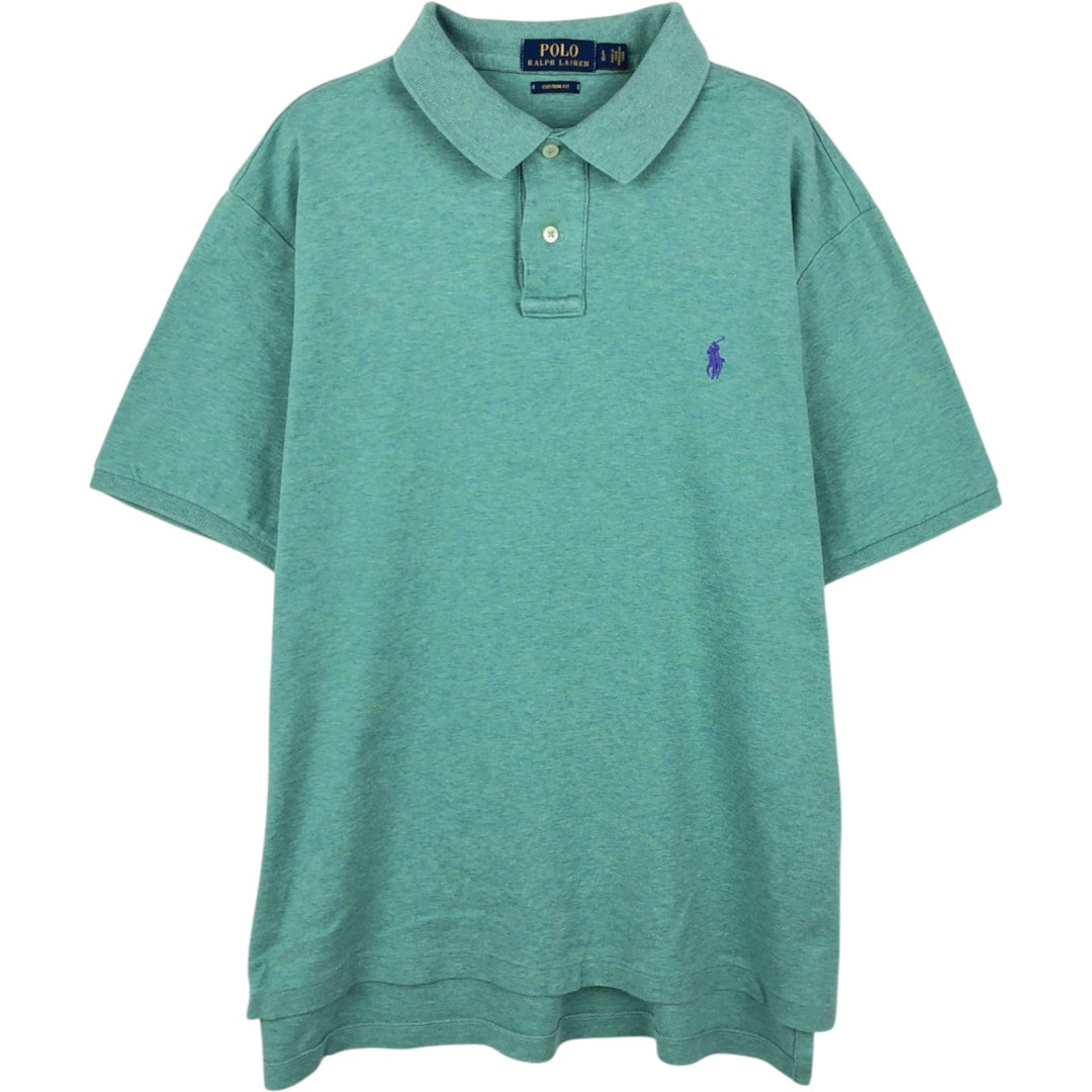 Ralph Lauren POLO RALPH LAUREN CUSTOM FIT short sleeve polo shirt men's size L cotton Emerald green Vintage Second Hand