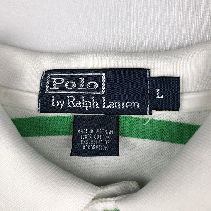 Ralph Lauren POLO by Ralph Lauren short sleeve striped polo shirt, men's size L cotton green type Vintage Second Hand