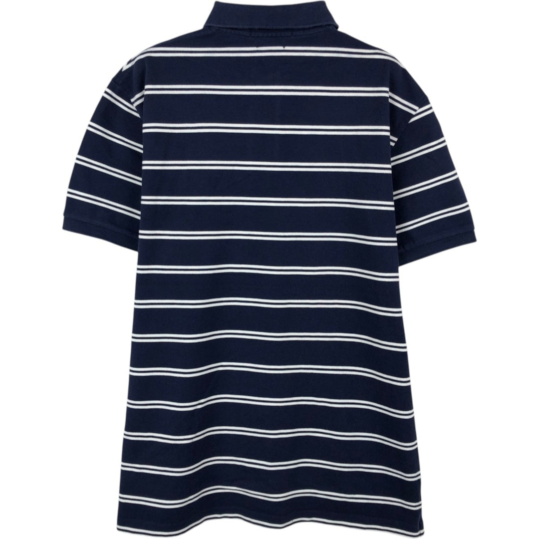 Ralph Lauren POLO by Ralph Lauren SLIM FIT Short-Sleeve Striped Polo Shirt, Men's Size L (approx.) cotton navy blue type Vintage Second Hand