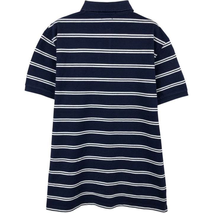Ralph Lauren POLO by Ralph Lauren SLIM FIT Short-Sleeve Striped Polo Shirt, Men's Size L (approx.) cotton navy blue type Vintage Second Hand