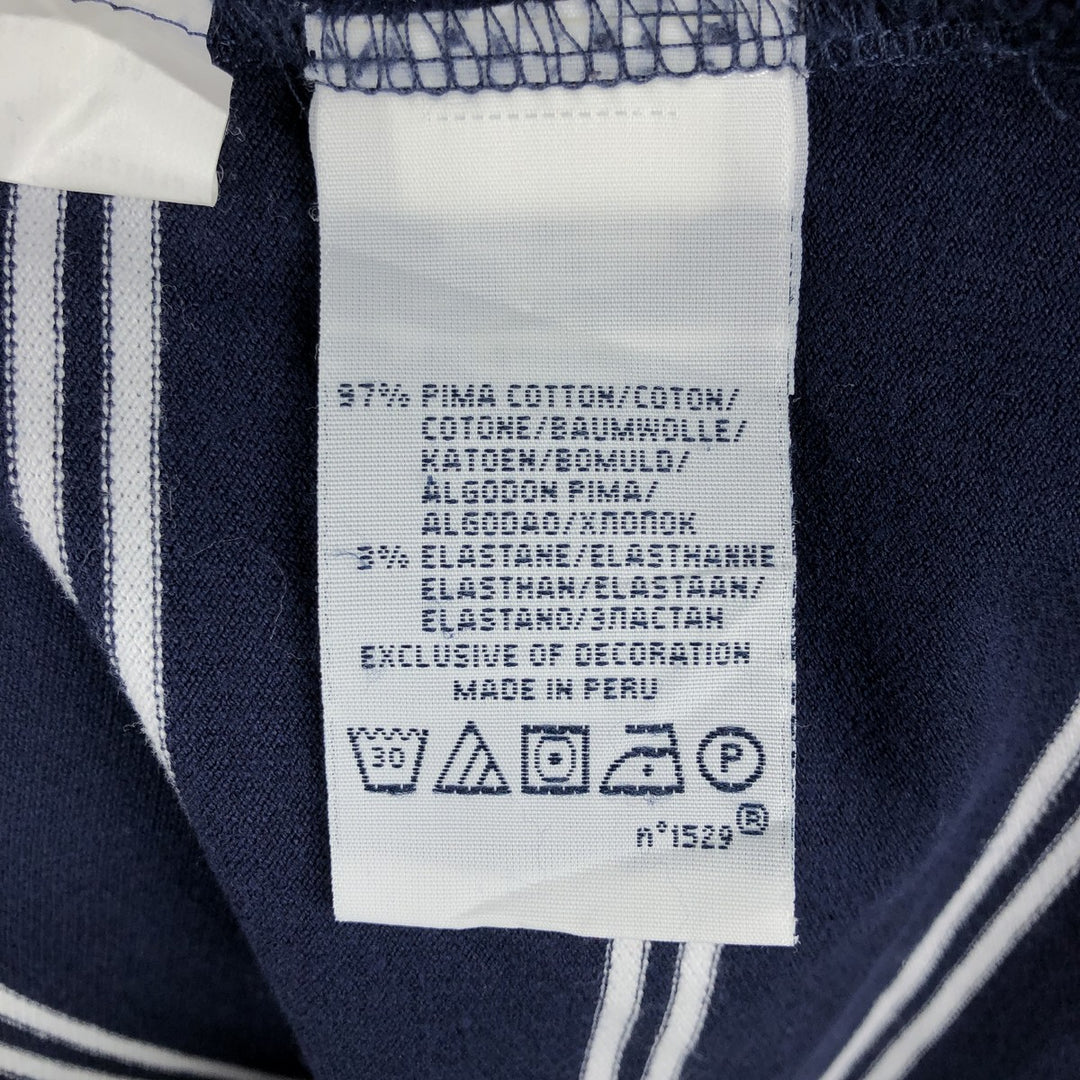 Ralph Lauren POLO by Ralph Lauren SLIM FIT Short-Sleeve Striped Polo Shirt, Men's Size L (approx.) cotton navy blue type Vintage Second Hand