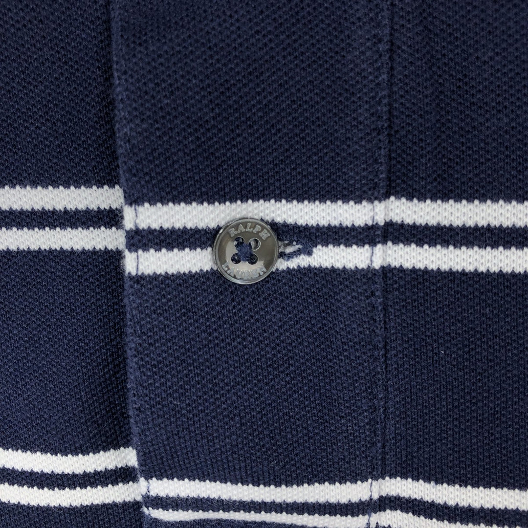 Ralph Lauren POLO by Ralph Lauren SLIM FIT Short-Sleeve Striped Polo Shirt, Men's Size L (approx.) cotton navy blue type Vintage Second Hand