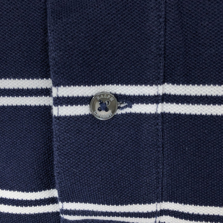 Ralph Lauren POLO by Ralph Lauren SLIM FIT Short-Sleeve Striped Polo Shirt, Men's Size L (approx.) cotton navy blue type Vintage Second Hand