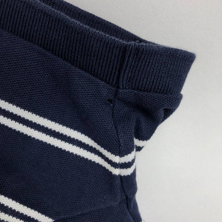 Ralph Lauren POLO by Ralph Lauren SLIM FIT Short-Sleeve Striped Polo Shirt, Men's Size L (approx.) cotton navy blue type Vintage Second Hand