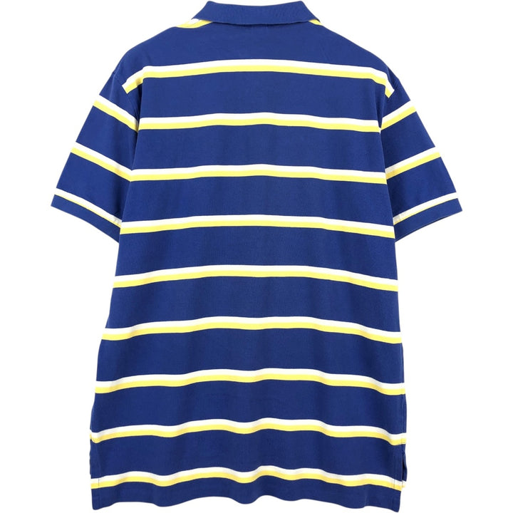 Ralph Lauren POLO by Ralph Lauren short sleeve striped polo shirt, men's XL size cotton Navy blue Vintage Second Hand