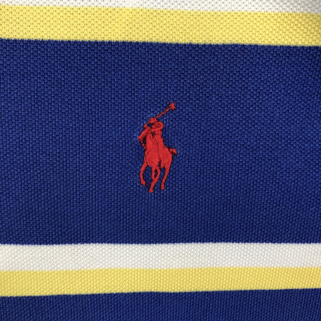 Ralph Lauren POLO by Ralph Lauren short sleeve striped polo shirt, men's XL size cotton Navy blue Vintage Second Hand