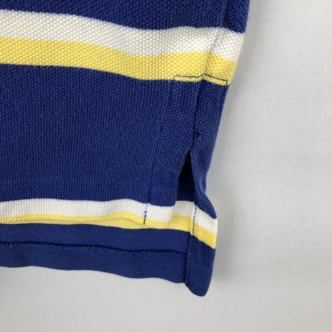 Ralph Lauren POLO by Ralph Lauren short sleeve striped polo shirt, men's XL size cotton Navy blue Vintage Second Hand