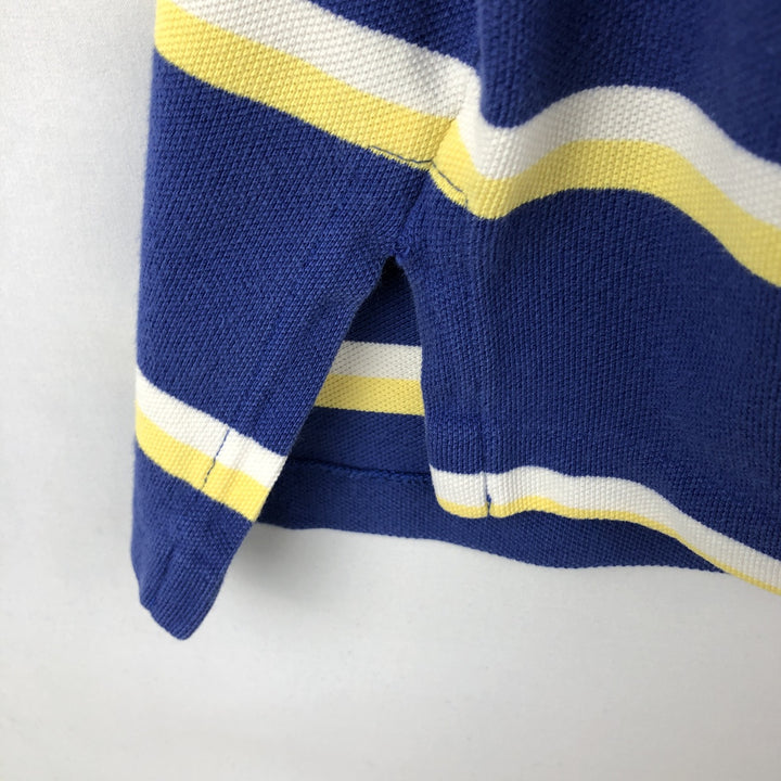 Ralph Lauren POLO by Ralph Lauren short sleeve striped polo shirt, men's XL size cotton Navy blue Vintage Second Hand